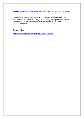 updated services for iPad UX design -UI design iPad pro - AIS Technolabs