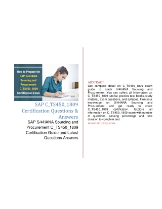 [pdf] Study Guide and Questions Answers for SAP S/4HANA Sourcing and Procurement Certification Exam