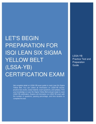 Let's Begin Preparation for iSQI Lean Six Sigma Yellow Belt (LSSA-YB) Certification Exam