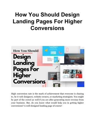 How You Should Design Landing Pages For Higher Conversions