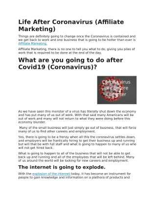 coronavirus, covid19, affiliate marketing