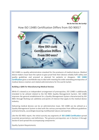 How ISO 13485 Certification Differs From ISO 9001?