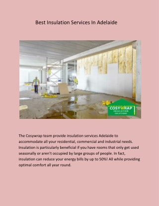 Best Insulation Services In Adelaide