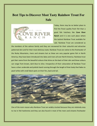 Best Tips to Discover Most Tasty Rainbow Trout For Sale