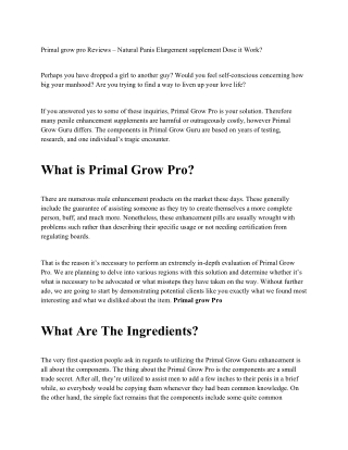 Primal grow pro Reviews-Natural Panis Elargement