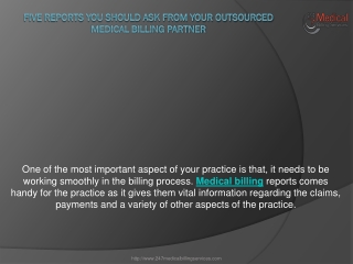 Five reports you should ask from your Outsourced Medical Billing Partner