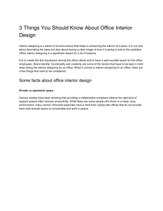 3 Things You Should Know About Office Interior Design