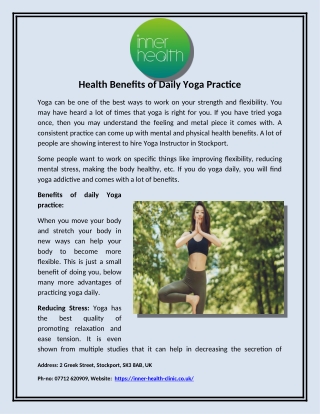 Health Benefits of Daily Yoga Practice