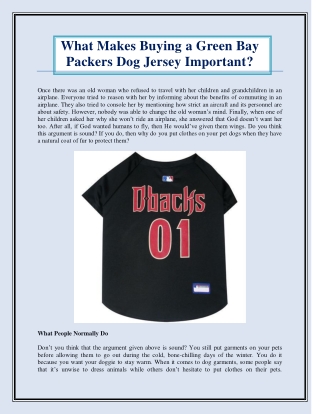 What Makes Buying a Green Bay Packers Dog Jersey Important