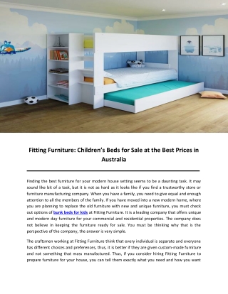 Fitting Furniture: Children’s Beds for Sale at the Best Prices in Australia