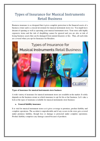 Types of Insurance for Musical Instruments Retail Business