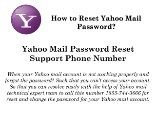 Yahoo Mail Password Reset Number ♞☎ 1855=744=3666 ☎ To Get Help