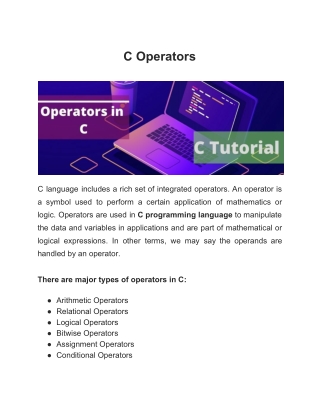 C Operators Tutorial