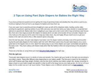 3 Tips on Using Pant Style Diapers for Babies the Right Way
