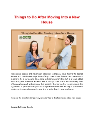 Things to Do After Moving Into a New House