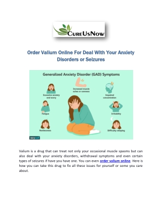 Order Valium Online For Help to Treat Muscle Spasms or Anxiety Disorders