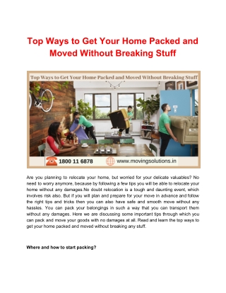 Top Ways to Get Your Home Packed and Moved Without Breaking Stuff