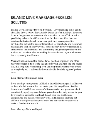 Islamic Love Marriage Problem Solution