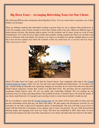 Big Horn Tours – Arranging Refreshing Tours for Our Clients