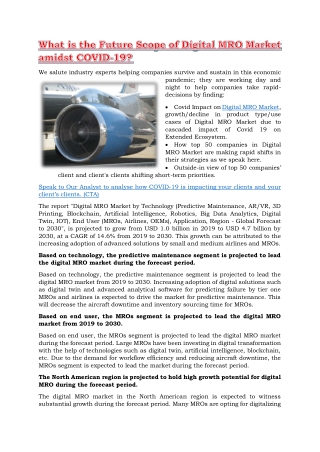 What is the Future Scope of Digital MRO Market amidst COVID-19?