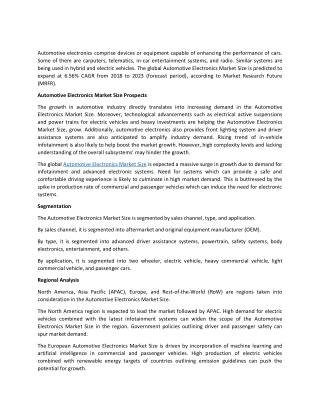 Automotive Electronics Market Size