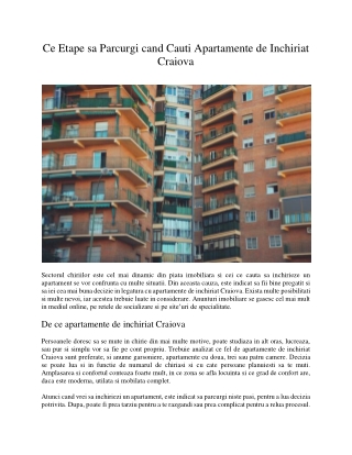 Ce Etape sa Parcurgi cand Cauti Apartamente de Inchiriat Craiova