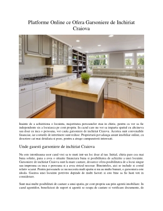 Platforme Online ce Ofera Garsoniere de Inchiriat Craiova