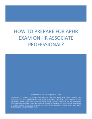 How to Prepare for aPHR exam on HR Associate Professional?