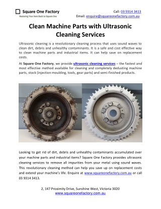 Clean Machine Parts with Ultrasonic Cleaning Services