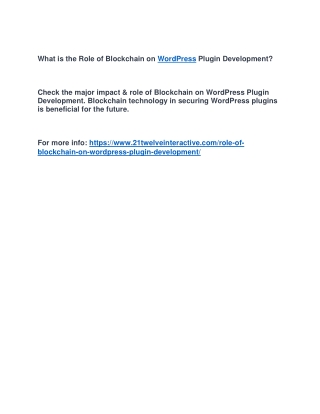 What is the Role of Blockchain on WordPress Plugin Development?