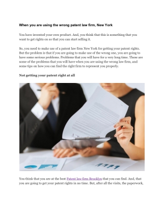 When you are using the wrong patent law firm, New York