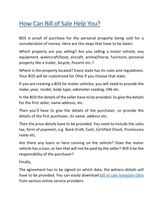 How Can Bill of Sale Help You?