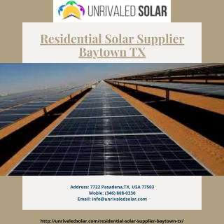 Residential Solar Supplier Baytown TX | Inexpensive Solar Houston TX