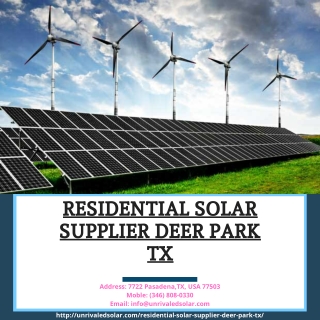 Residential Solar Supplier Deer Park TX | Solar Panel Supplier Houston TX