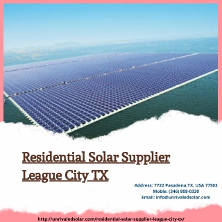 Residential Solar Supplier League City TX | Solar Panel Supplier Houston TX