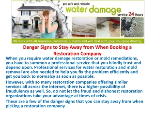 Danger Signs to Stay Away from When Booking a Restoration Company