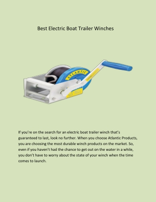 Best Electric Boat Trailer Winches