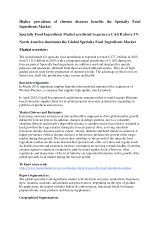 North America dominates the Global Specialty Food Ingredients Market