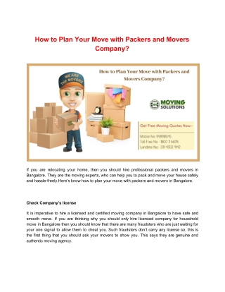 How to Plan Your Move with Packers and Movers Company?
