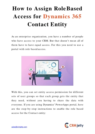 How to Assign Role Based Access for Dynamics 365 Contact Entity