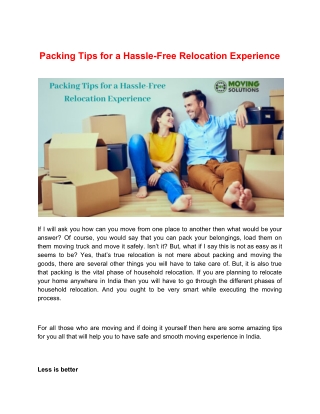 Packing Tips for a Hassle-Free Relocation Experience
