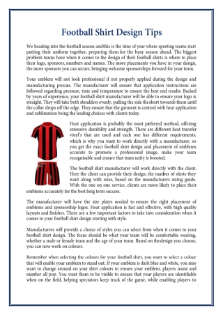 Football Shirt Design Tips