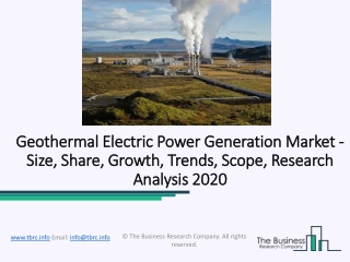 Geothermal Electric Power Generation Market Expected to Expand at a Steady CAGR