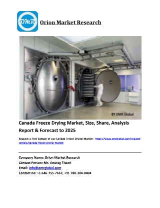 Canada Freeze Drying Market Size, Share and Forecast 2019-2025