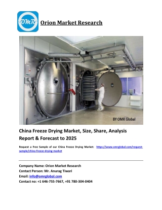 China Freeze Drying Market Size, Share and Forecast 2019-2025