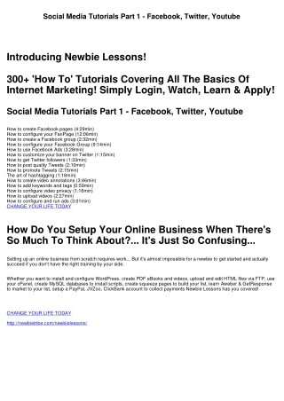 Social Media Tutorials Part 1 - Facebook, Twitter, Youtube