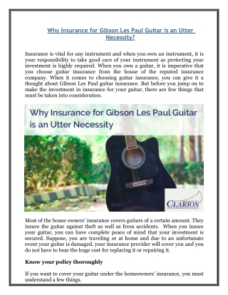 Why Insurance for Gibson Les Paul Guitar is an Utter Necessity?