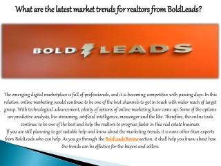 What are the latest market trends for realtors from BoldLeads?