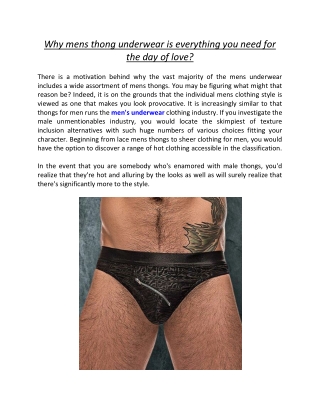 Why mens thong underwear is everything you need for the day of love?