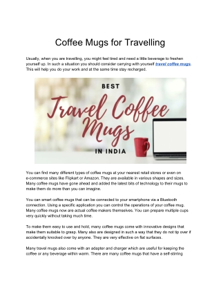 Coffee Mugs for Travelling